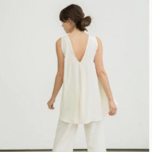 Elizabeth Suzann Ivory Silk Harlow Top Tunic L